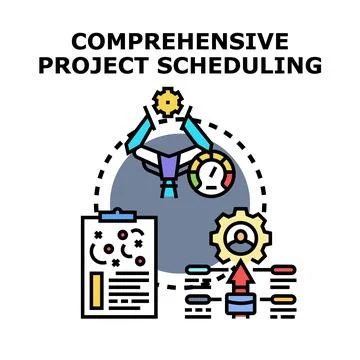 Comprehensive project scheduling organizing tasks and managing development Illustrazione stock