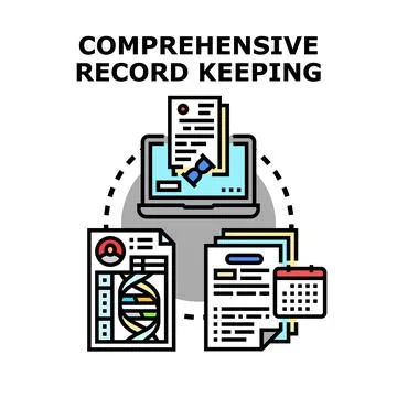 Comprehensive record keeping for data management and organization Stock Illustration