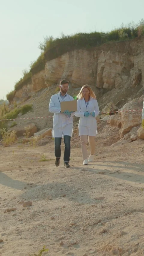 A Comprehensive Scientific Investigation at a Remote Quarry Site in the Outdoors Stock Footage 314207487