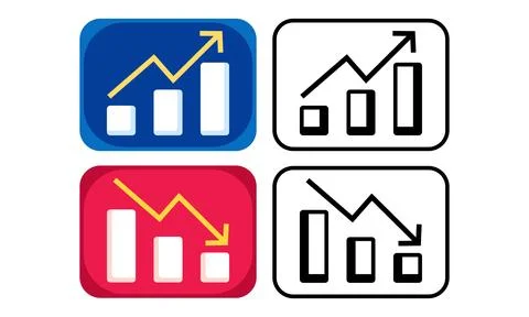 Comprehensive Set of Bar Chart Icons Illustrating Business Growth and Decli.. Stock Illustration