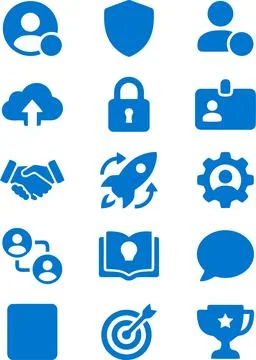 A Comprehensive Set of Blue Flat Business and Technology Icons for Digital .. Stock Illustration