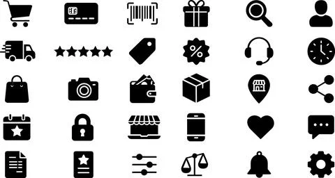 Comprehensive set of ecommerce interface icons 스톡 일러스트