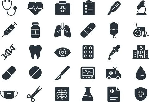 Comprehensive set of flat medical icons collection Stock Illustration