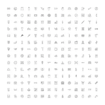 Comprehensive set of outline icons for web development イラスト素材