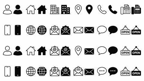 Comprehensive set of web interface communication and navigation icons Stock-Illustration