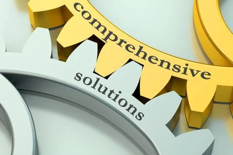 Comprehensive solutions  concept on the gearwheels Illustrazione stock