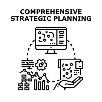 Comprehensive strategic planning developing business strategy concept Stock Illustration