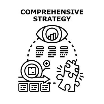 Comprehensive strategy developing business solution concept Stock Illustration