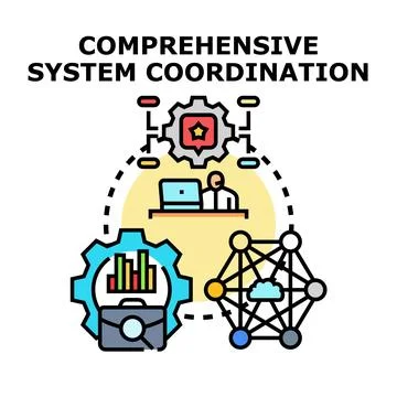 Comprehensive system coordination achieving business goals Stock Illustration