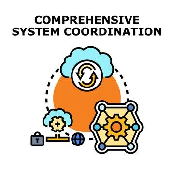 Comprehensive system coordination with cyber security and cloud technology Stockillustratie