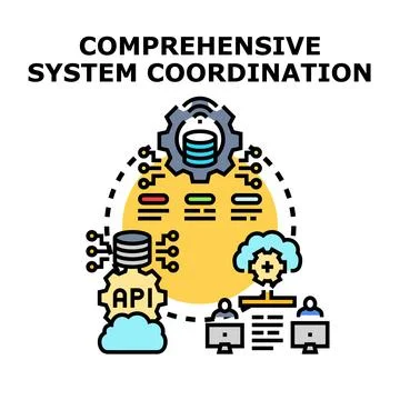 Comprehensive system coordination integrating data and network services Stock Illustration