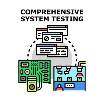 Comprehensive system testing and quality assurance process Stock Illustration