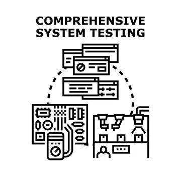 Comprehensive system testing and quality assurance process Stock Illustration