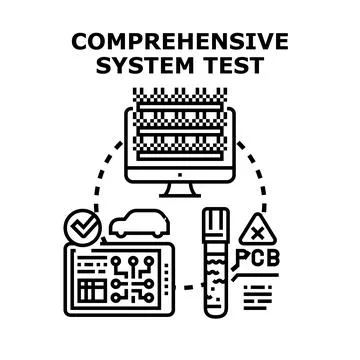 Comprehensive system testing for automotive and electronic devices Stockillustratie