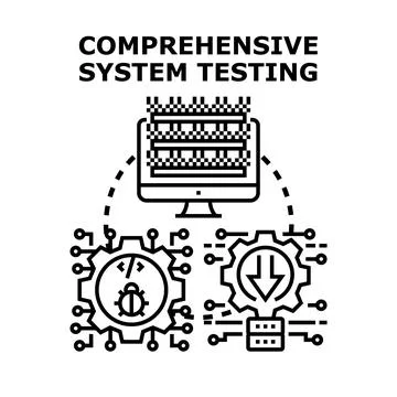 Comprehensive system testing with quality assurance process Stockillustratie