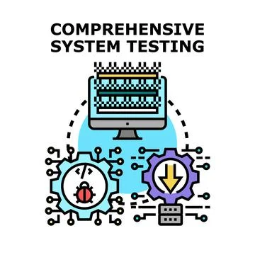 Comprehensive system testing with quality assurance process Stock Illustration