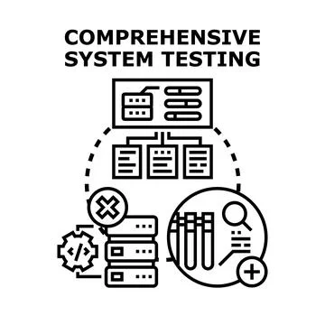 Comprehensive system testing with quality control and debug process Stock Illustration