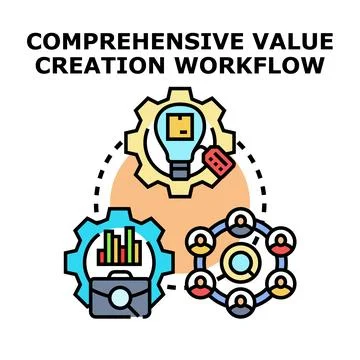 Comprehensive value creation workflow business strategy concept Illustrazione stock