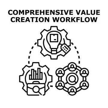 Comprehensive value creation workflow business strategy concept Stock Illustration