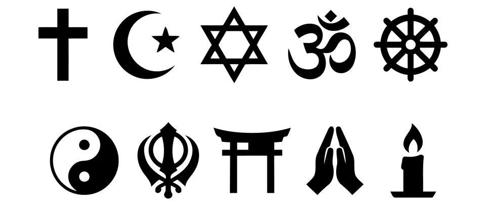 A comprehensive vector collection of major world religious symbols and spir.. Stock Illustration