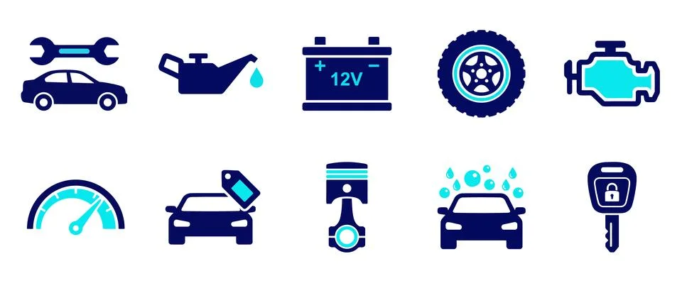 This comprehensive vector icon set illustrates essential car service and re.. Stock Illustration