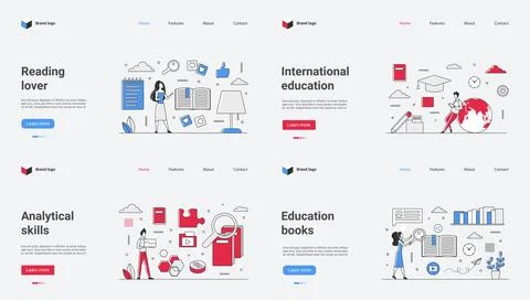 A comprehensive web template featuring vector illustrations focused on Education Stockillustratie