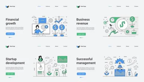 A comprehensive web template vector illustration showcasing business growth and Stock Illustration