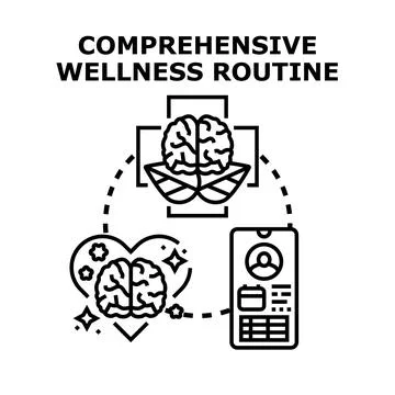 Comprehensive wellness routine for mind and body health Stockillustratie