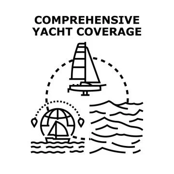 Comprehensive yacht coverage concept for boat insurance Stock Illustration
