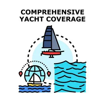 Comprehensive yacht coverage concept for boat insurance Stock Illustration