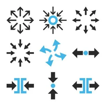 Compress and Explode Arrows Vector Flat Icon Set Stockillustratie
