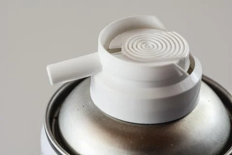 Compressed Air Can Nozzle Close-Up Foto stock