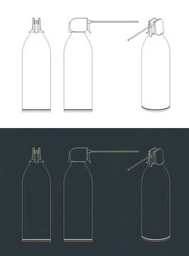 Compressed air duster can for electronics blueprints illustrations Stock Illustration