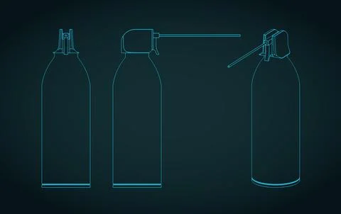 Compressed air duster can for electronics blueprints illustration Stock Illustration
