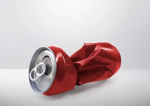 Compressed cans on background room studio Stock Photos