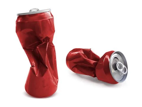 Compressed cans isolated on a white background Foto stock