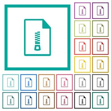 Compressed document flat color icons with quadrant frames イラスト素材