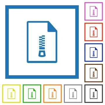 Compressed document flat framed icons Stock Illustration