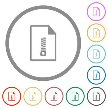 Compressed document flat icons with outlines Stock Illustration