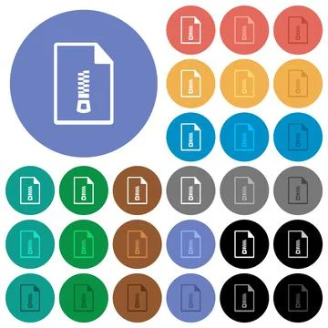 Compressed document round flat multi colored icons Stock Illustration