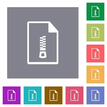 Compressed document square flat icons Stock Illustration
