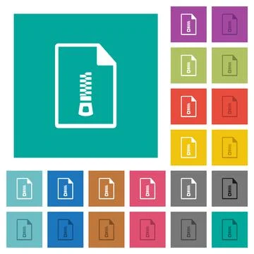 Compressed document square flat multi colored icons Stock Illustration