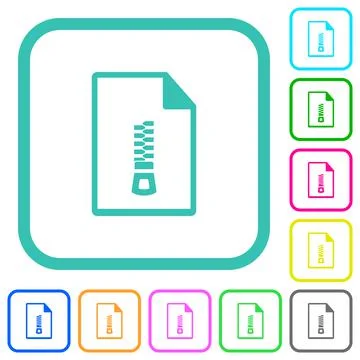 Compressed document vivid colored flat icons Stock Illustration