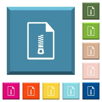 Compressed document white icons on edged square buttons Stock Illustration