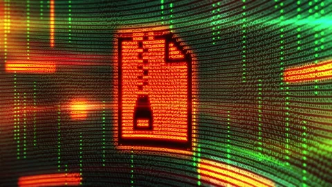 Compressed file icon emerging from digital code stream: cybersecurity concept 스톡 동영상 313857197