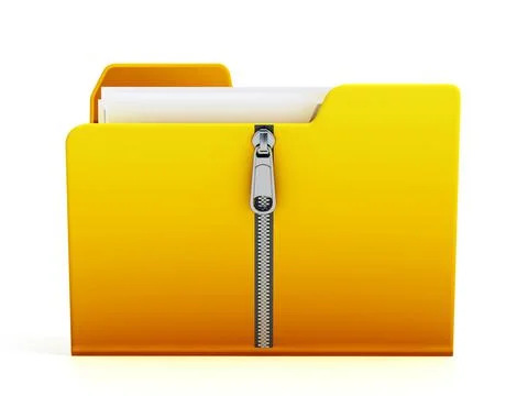 Compressed folder icon isolated on white background. 3D illustration イラスト素材