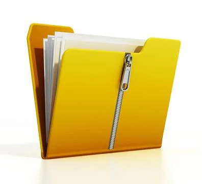 Compressed folder icon isolated on white background. 3D illustration Compr... Stock-Fotos