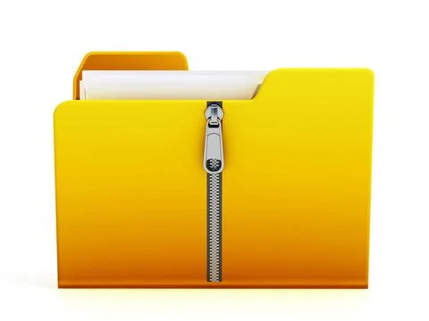 Compressed folder icon isolated on white background. 3D illustration Compr... Stock-Fotos