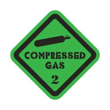 Compressed gas in cylinder attention vector sticker on the green background Stock Illustration