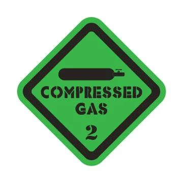 Compressed gas in cylinder attention vector sticker on the green background Stock Illustration